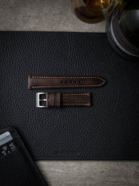 "Latham" Vintage Brown Padded Leather Watch Strap