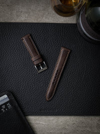 "Latham" Vintage Brown Padded Leather Watch Strap