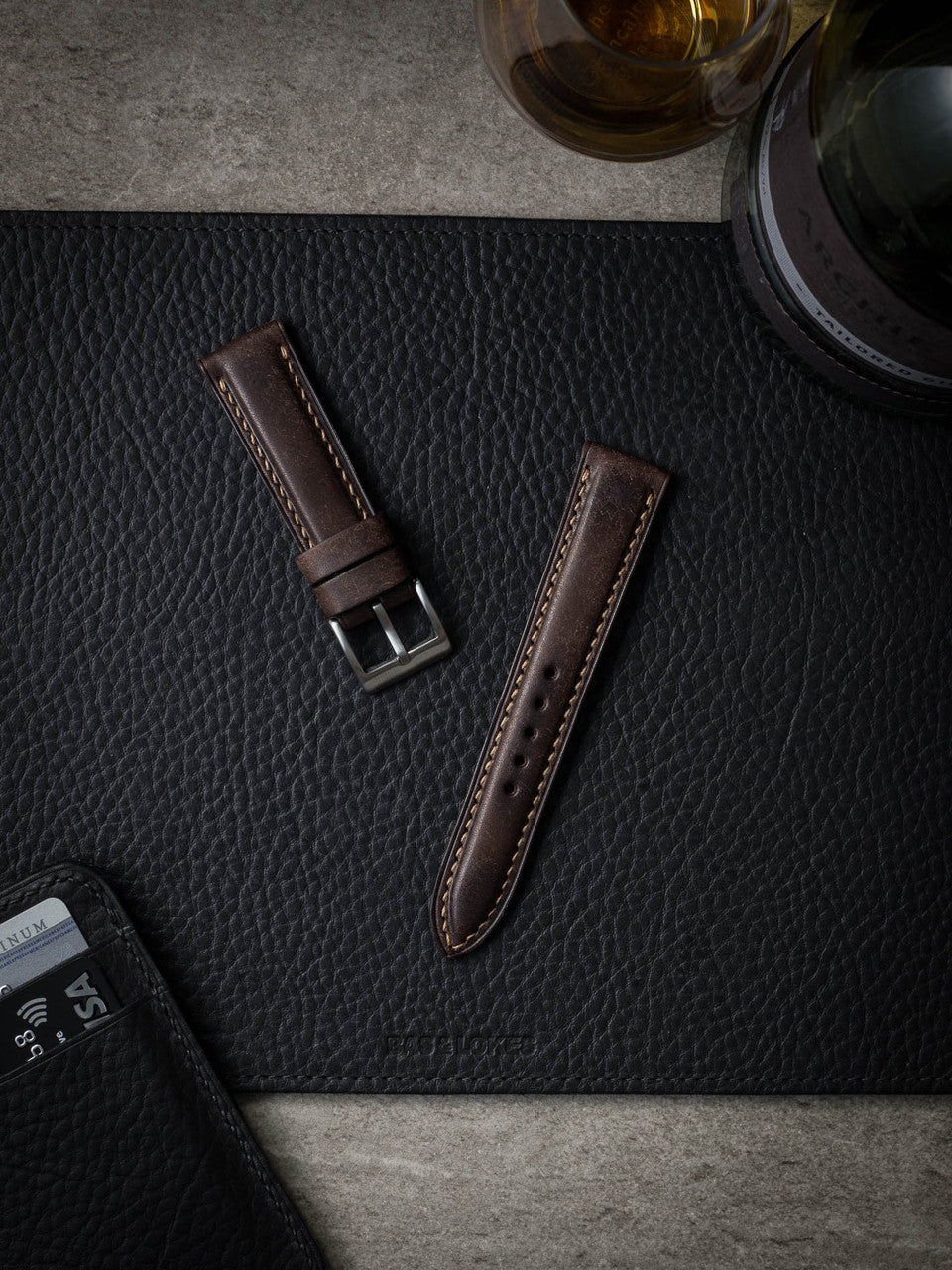 "Latham" Vintage Brown Padded Leather Watch Strap