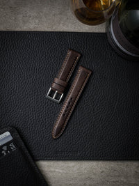 "Latham" Vintage Brown Padded Leather Watch Strap