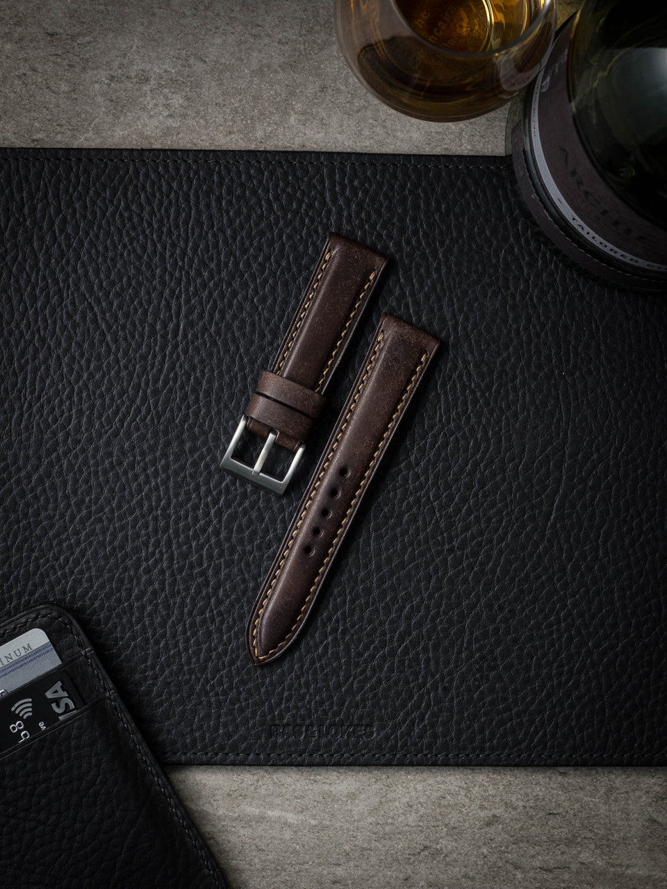 "Latham" Vintage Brown Padded Leather Watch Strap