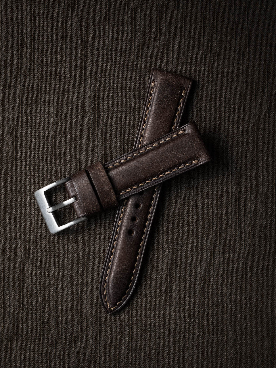 "Latham" Vintage Brown Padded Leather Watch Strap