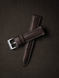 "Latham" Vintage Brown Padded Leather Watch Strap