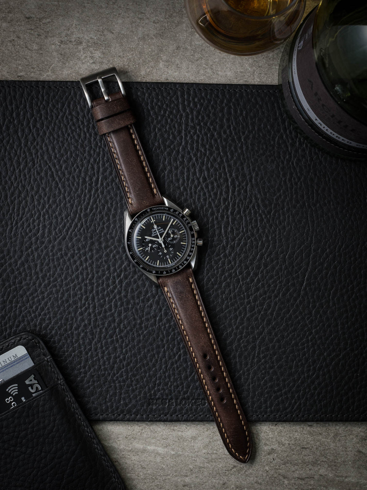 "Latham" Vintage Brown Padded Leather Watch Strap