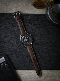 "Latham" Vintage Brown Padded Leather Watch Strap