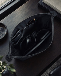 The Ludlow Travel Organizer Bag - Black Leather