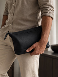 The Ludlow Travel Organizer Bag - Black Leather