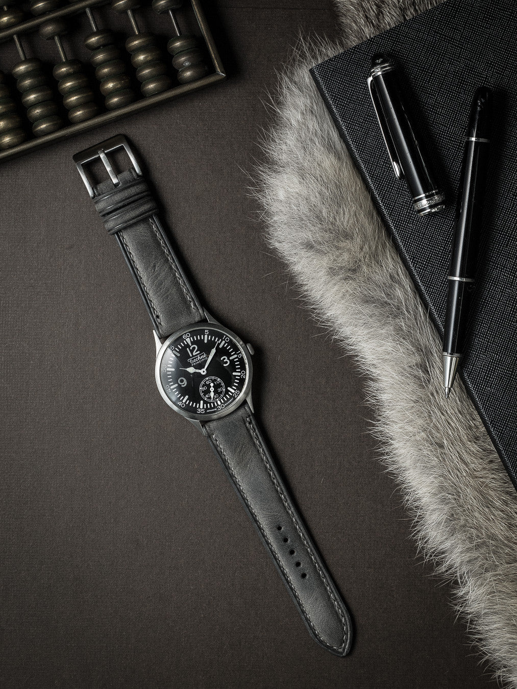 "Lex" Storm Grey Padded Leather Watch Strap