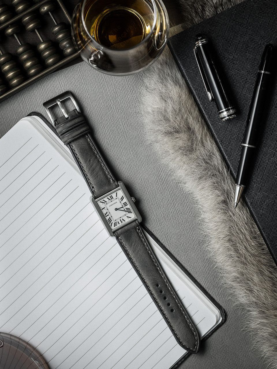 "Lex" Storm Grey Padded Leather Watch Strap