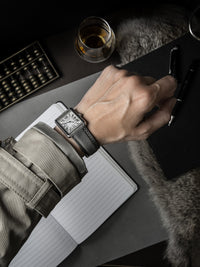 "Lex" Storm Grey Padded Leather Watch Strap