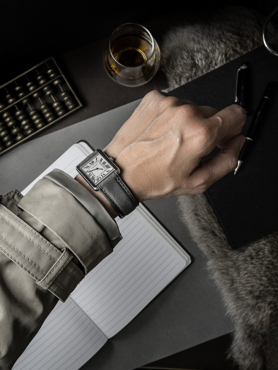 "Lex" Storm Grey Padded Leather Watch Strap