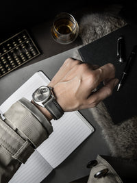 "Lex" Storm Grey Padded Leather Watch Strap