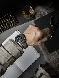 "Lex" Storm Grey Padded Leather Watch Strap
