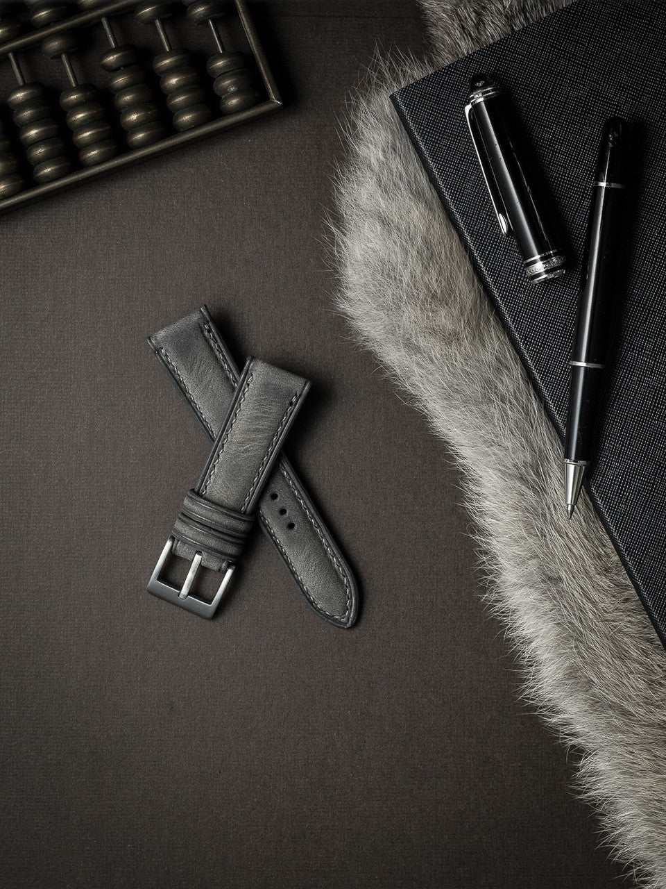 "Lex" Storm Grey Padded Leather Watch Strap