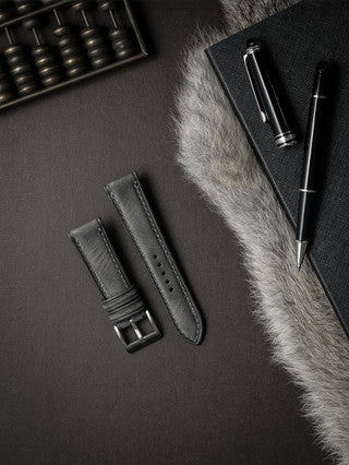 "Lex" Storm Grey Padded Leather Watch Strap