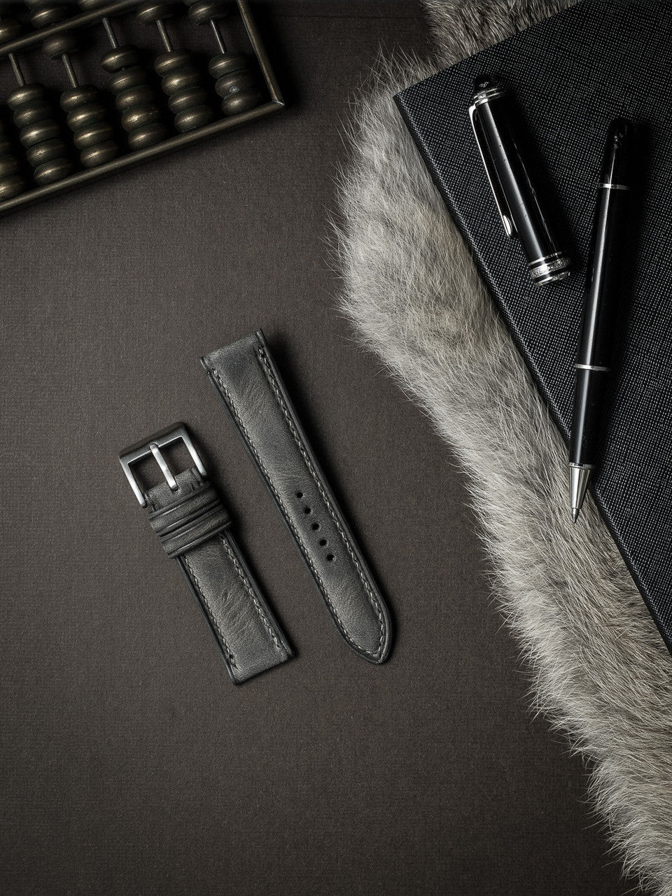 "Lex" Storm Grey Padded Leather Watch Strap