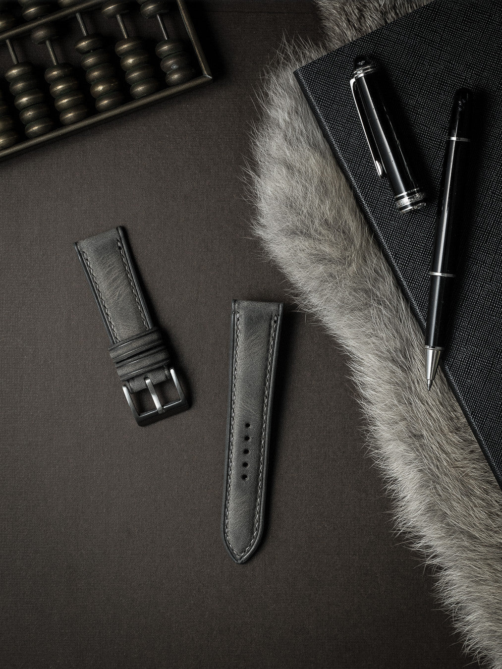 "Lex" Storm Grey Padded Leather Watch Strap