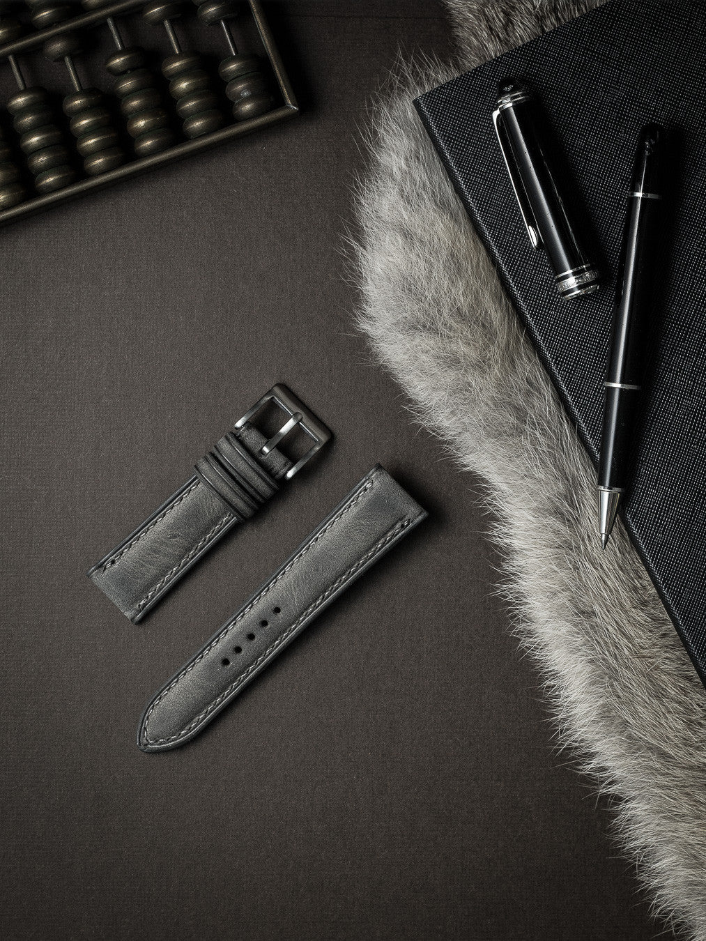 "Lex" Storm Grey Padded Leather Watch Strap