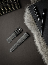 "Lex" Storm Grey Padded Leather Watch Strap