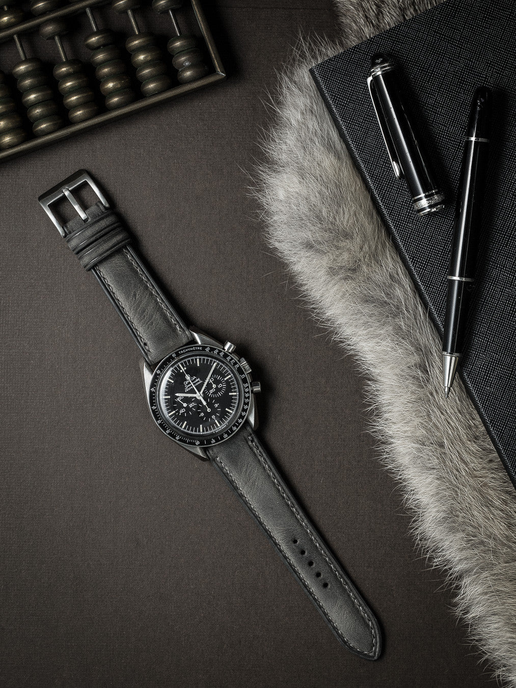 "Lex" Storm Grey Padded Leather Watch Strap