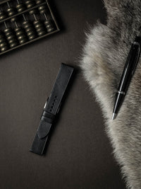 "Luther" Sleek Black Leather Watch Strap