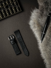 "Luther" Sleek Black Leather Watch Strap
