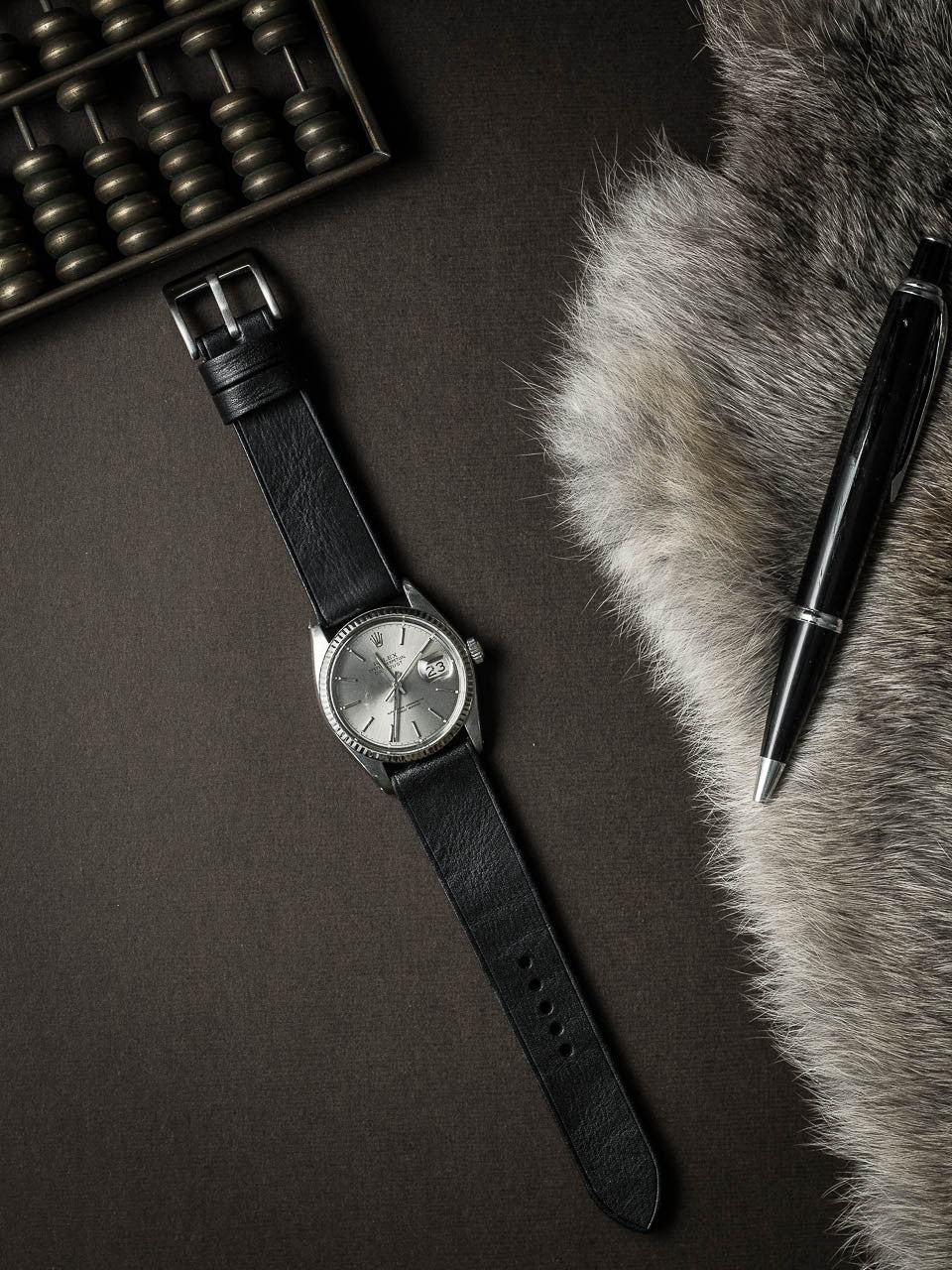 "Luther" Sleek Black Leather Watch Strap