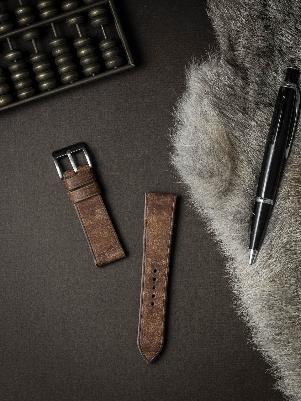 "Manuel" Havana Tan Leather Watch Strap