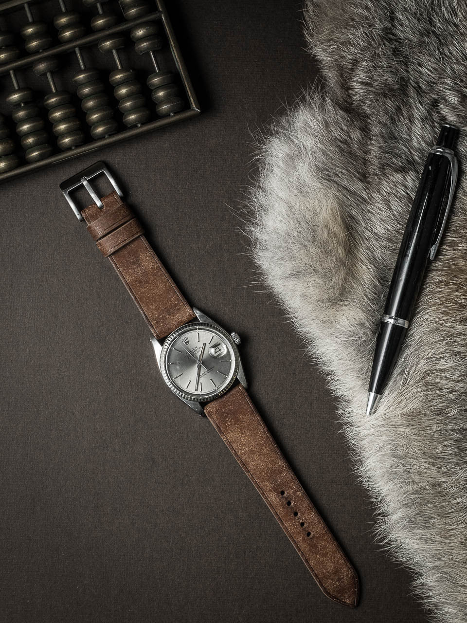 "Manuel" Havana Tan Leather Watch Strap