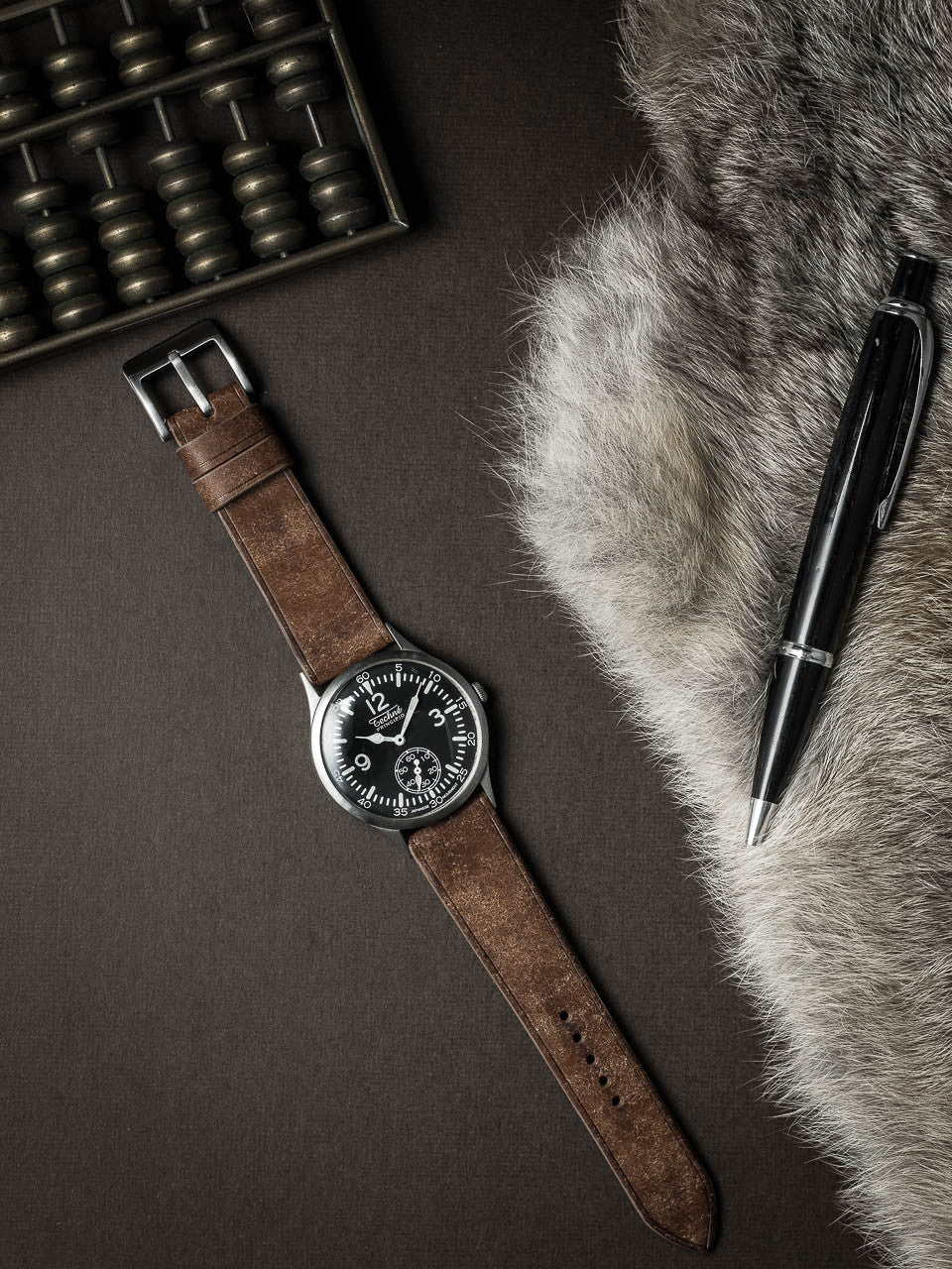 "Manuel" Havana Tan Leather Watch Strap