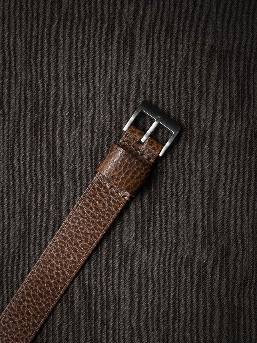 "Marsden" Textured Whiskey Leather Single Pass Watch Strap