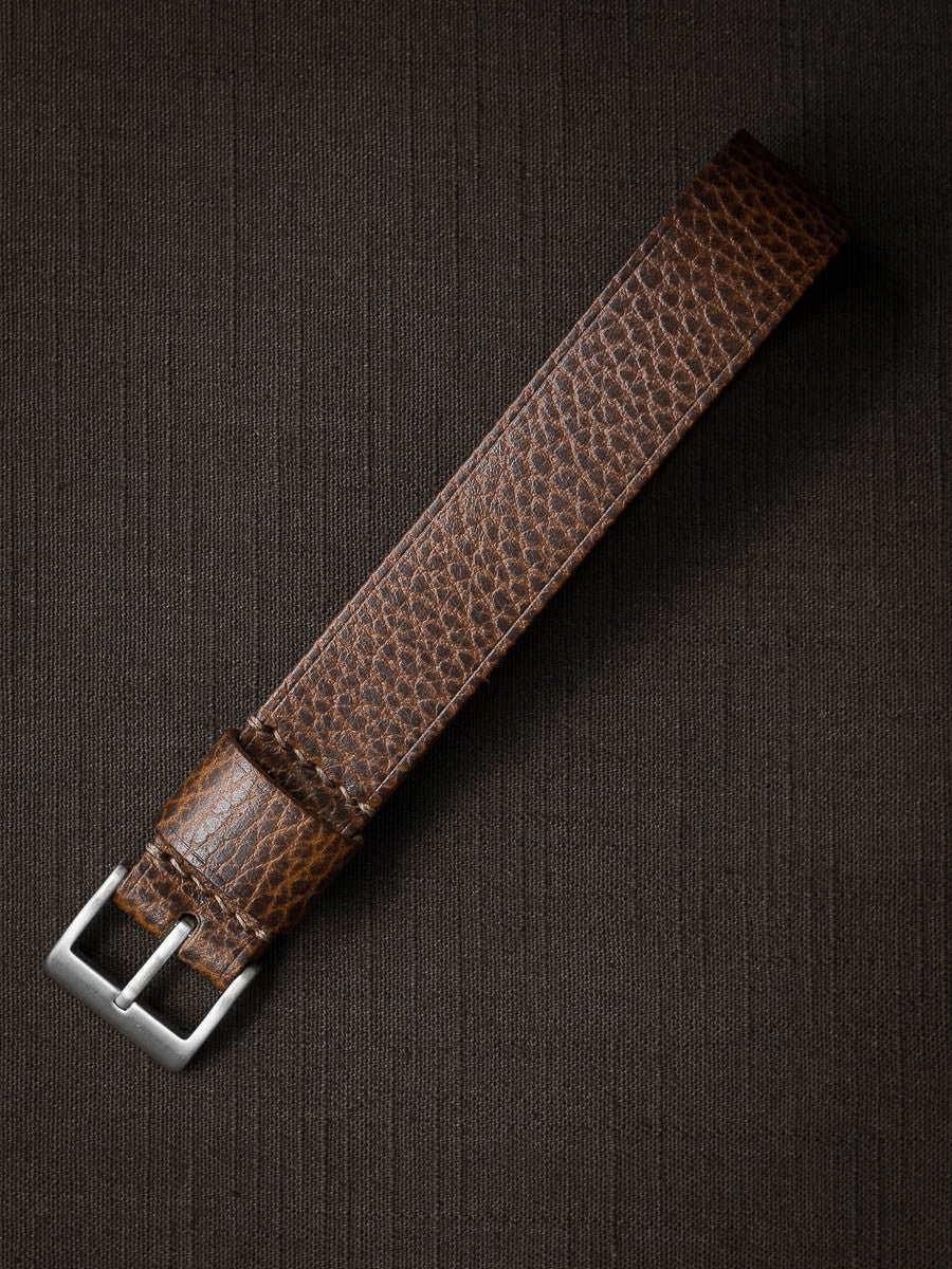 "Marsden" Textured Whiskey Leather Single Pass Watch Strap
