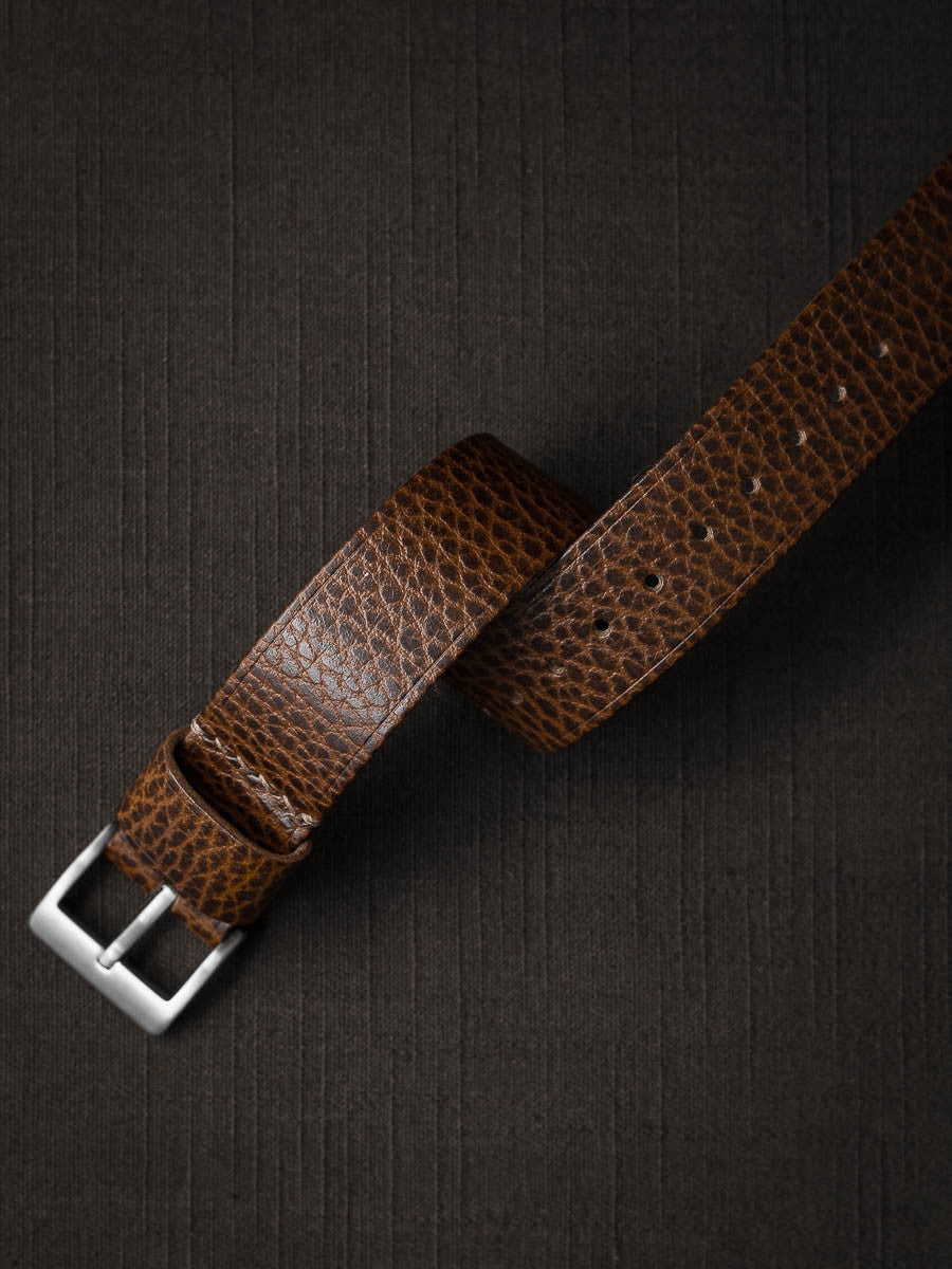 "Marsden" Textured Whiskey Leather Single Pass Watch Strap