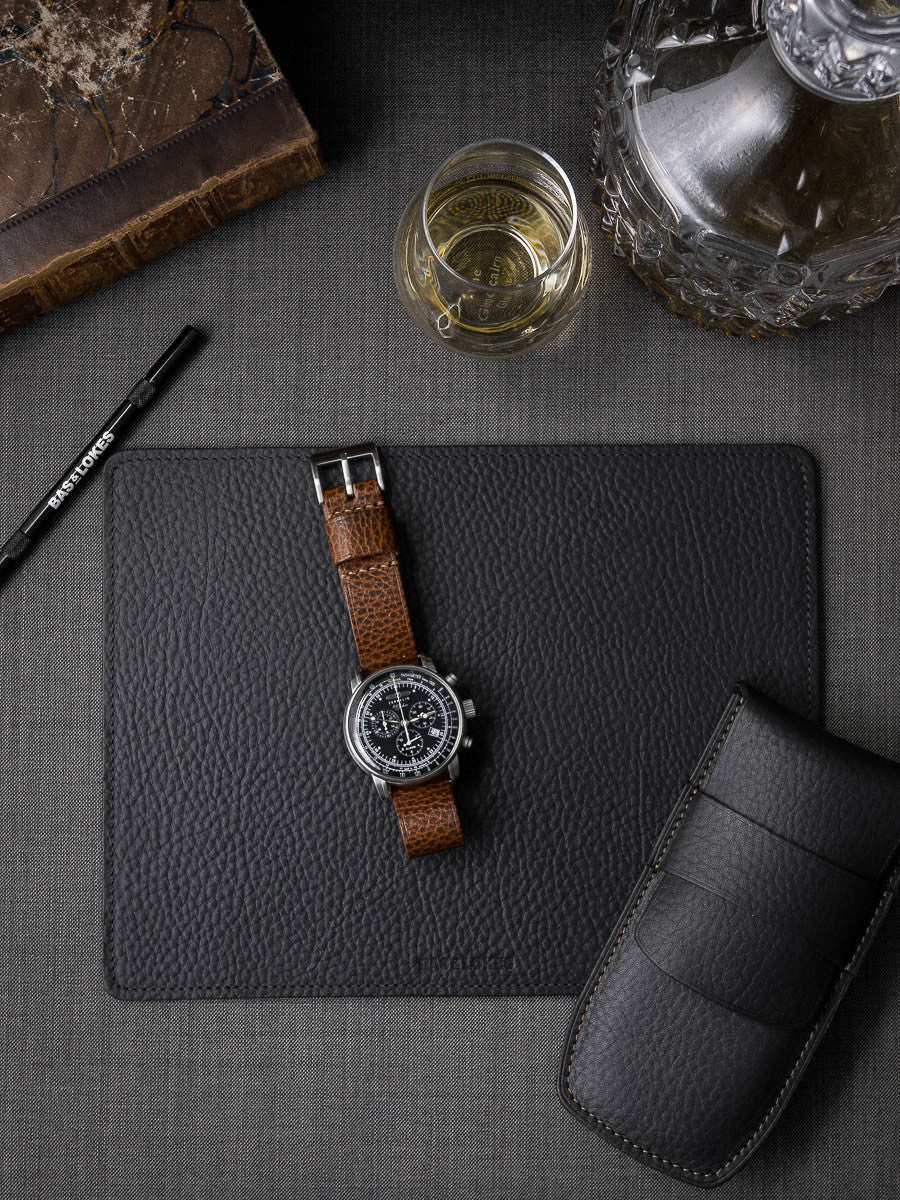 "Marsden" Textured Whiskey Leather Single Pass Watch Strap