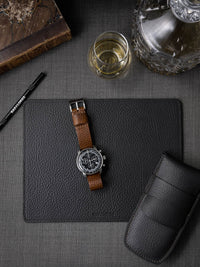 "Marsden" Textured Whiskey Leather Single Pass Watch Strap