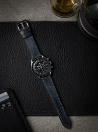 "Max" Marine Blue Leather Watch Strap