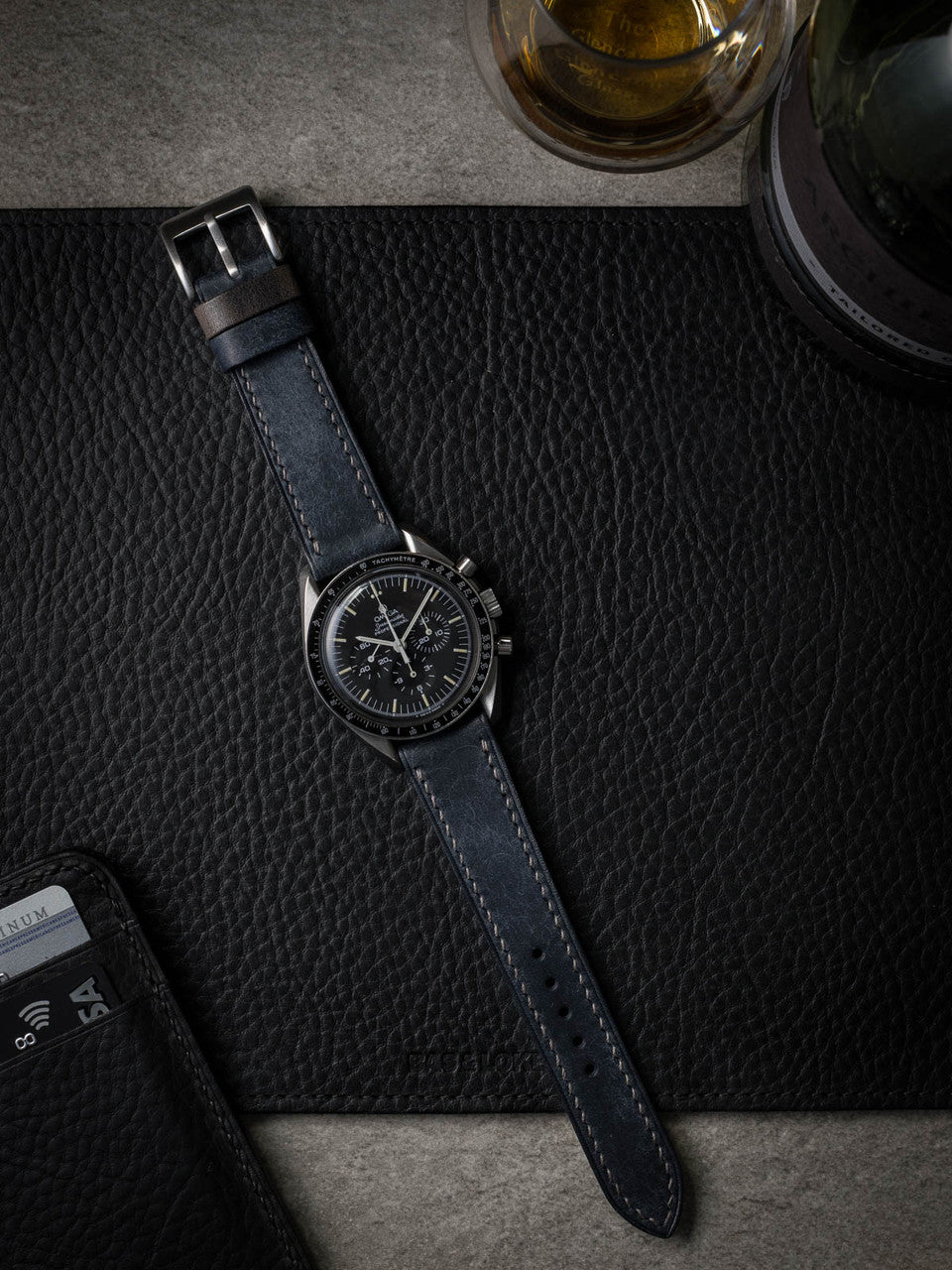 "Max" Marine Blue Leather Watch Strap