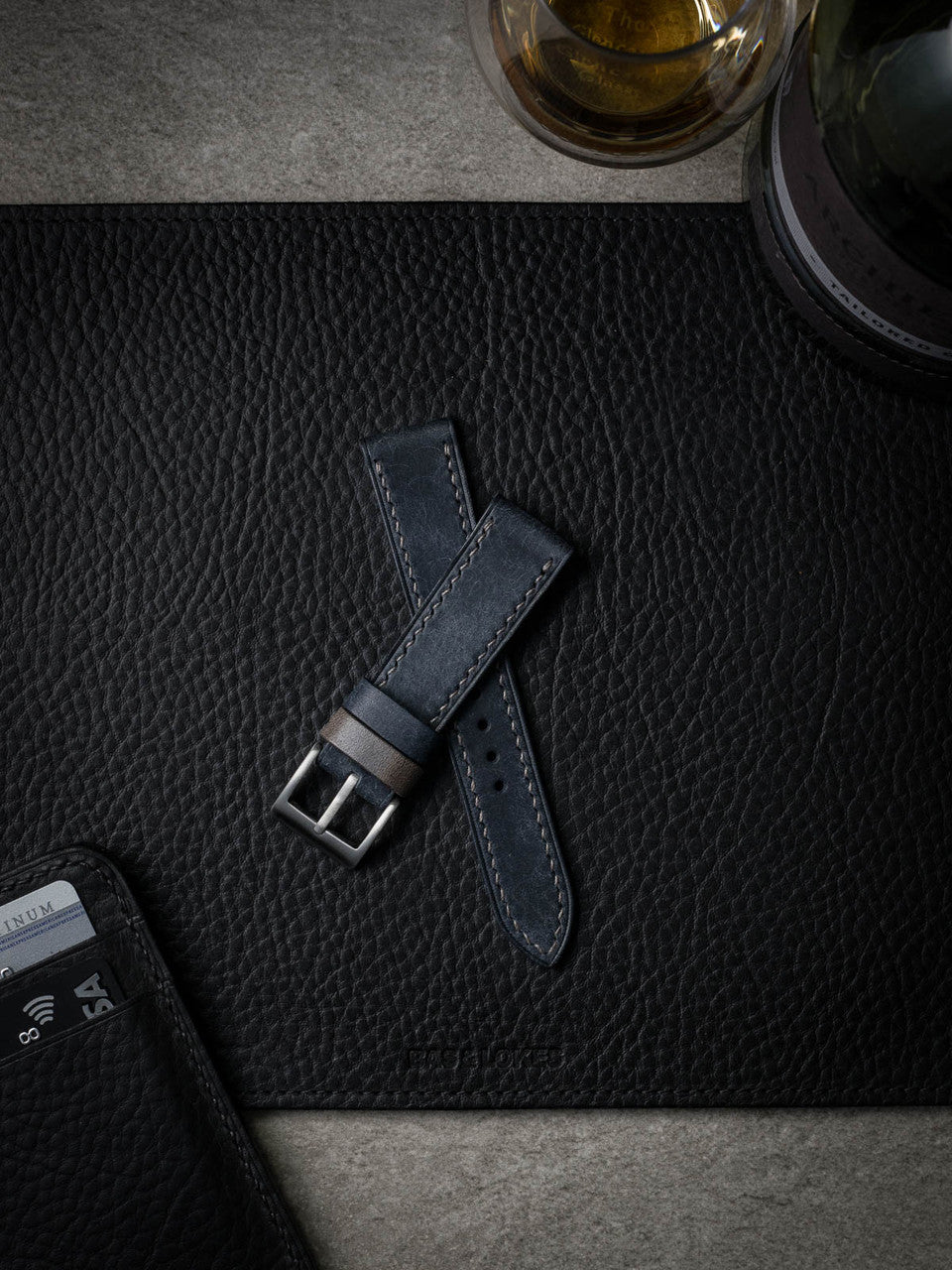 "Max" Marine Blue Leather Watch Strap