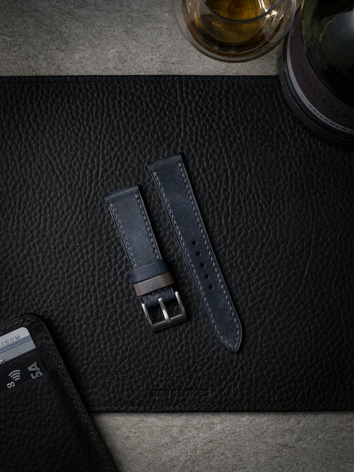 "Max" Marine Blue Leather Watch Strap