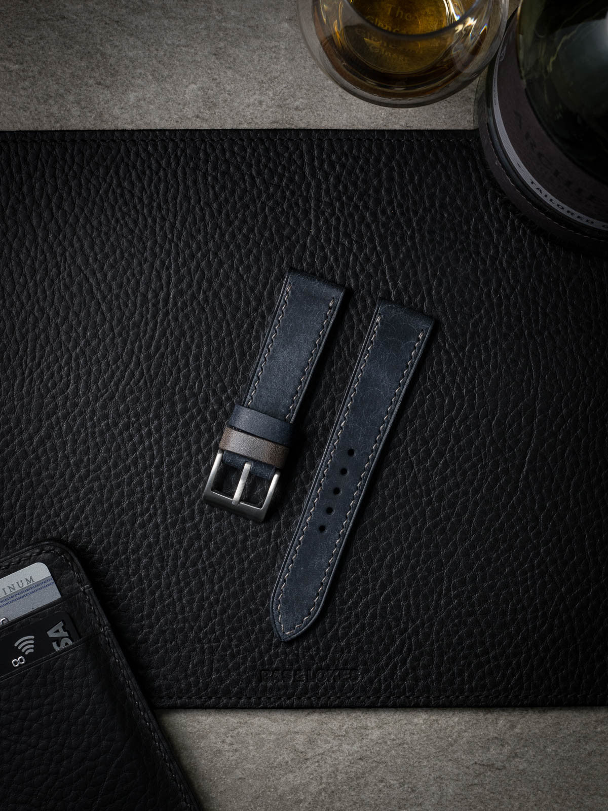 "Max" Marine Blue Leather Watch Strap