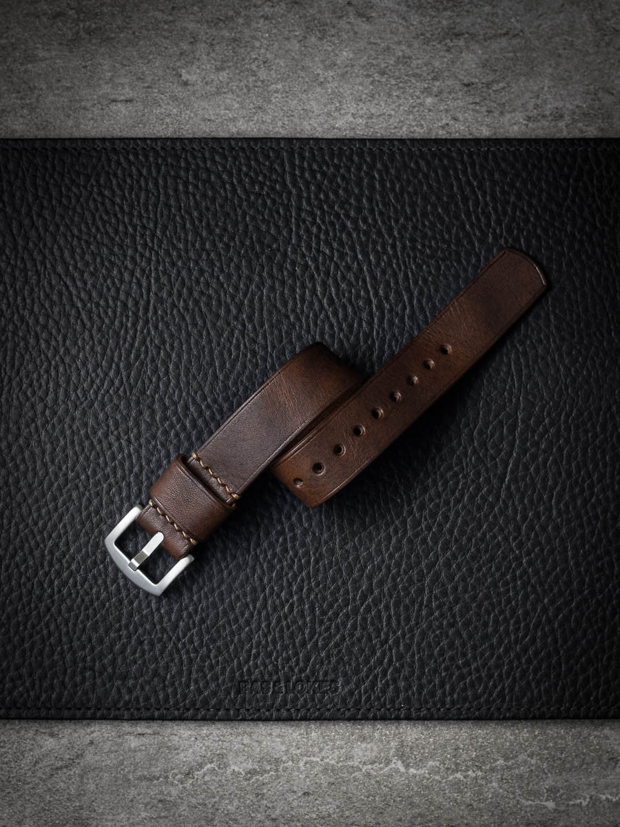 "Parkhill" Brown Single Pass Leather Watch Strap