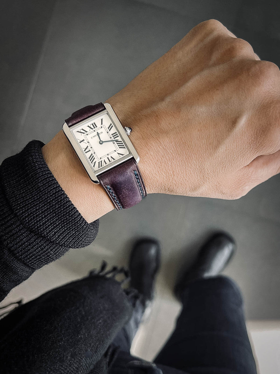 "Arnault" Royal Purple Padded Leather Watch Strap