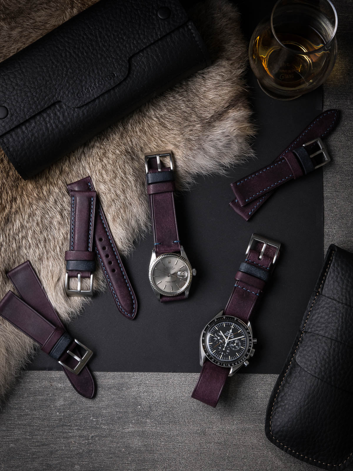 "Dre" Royal Purple Leather Watch Strap