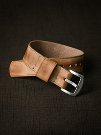 "Quentin" Natural Leather Single Pass Watch Strap