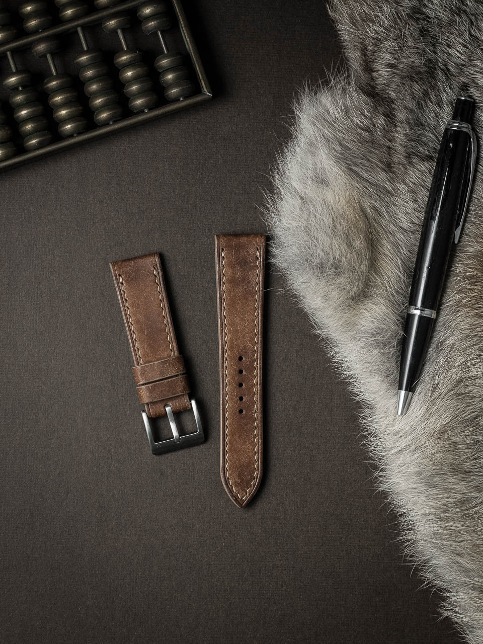 "Riviera" Havana Tan Leather Watch Strap