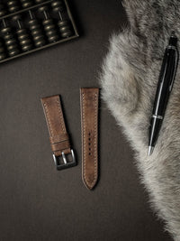 "Riviera" Havana Tan Leather Watch Strap
