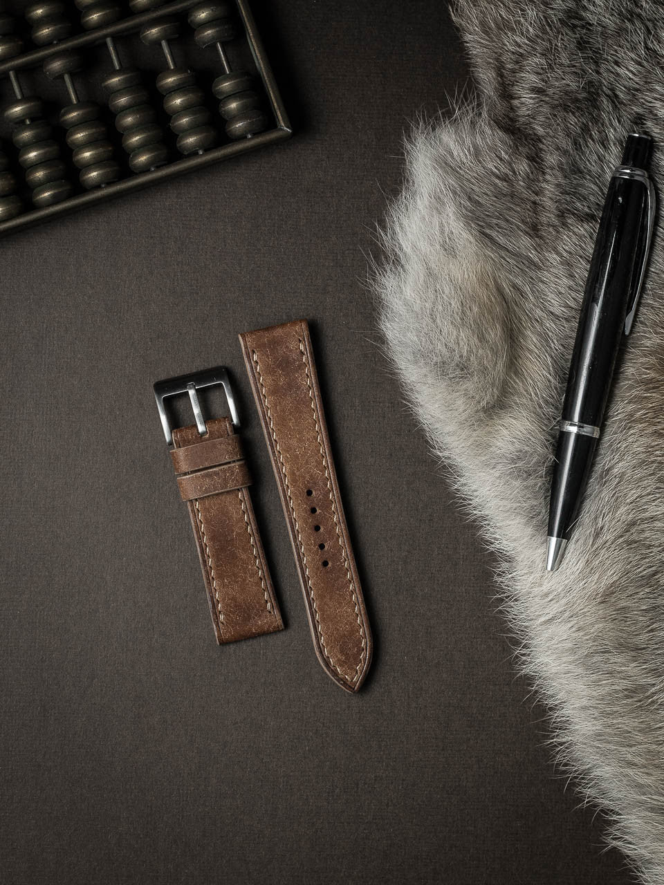 "Riviera" Havana Tan Leather Watch Strap