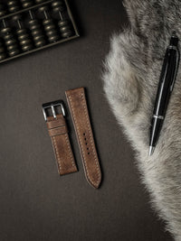 "Riviera" Havana Tan Leather Watch Strap