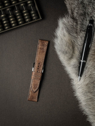 "Riviera" Havana Tan Leather Watch Strap