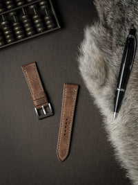 "Riviera" Havana Tan Leather Watch Strap